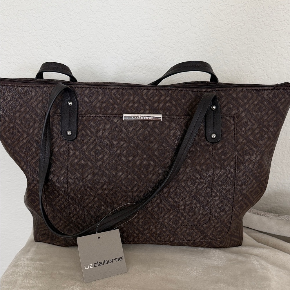 Liz Claiborne Dark Brown Diamond Tote